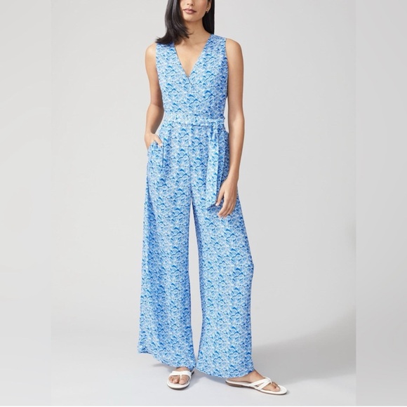 J. McLaughlin Pants - J. McLaughlin 10 Hermione Belted Wide Leg Jumpsuit Summer Lightweight Resort
